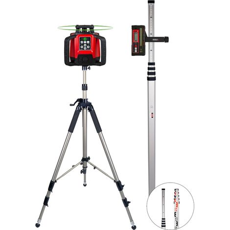 Set Laser multifonction horizontal et vertical Levelfix 550HVG avec Trépied pivotant 3 m et récepteur RLD100GR livré dans valise - NETIM - 554512