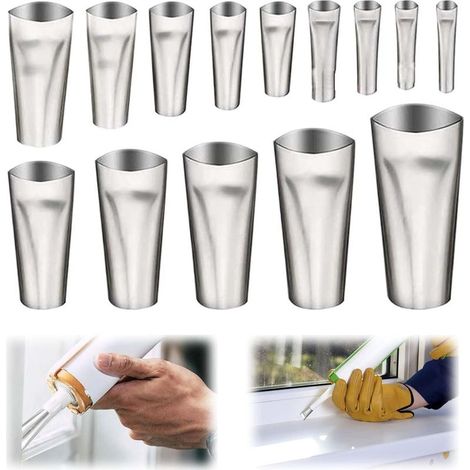 14 Pcs Calfeutrage Buse Applicateur, Embout Cartouche Silicone, Embout Silicone, Buse D'étanchéité en Acier Inoxydable Kit, Buse pour Silicone, Embouts de Cartouche pour Cuisine Salle de Bains (1/5)