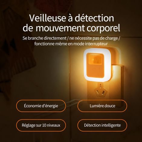 Veilleuse LED Murale Éclairage de Nuit Automatique pour Chambre Couloir Salon Format 62x23x70 mm 49 g – Livraison gratuite (1/5)