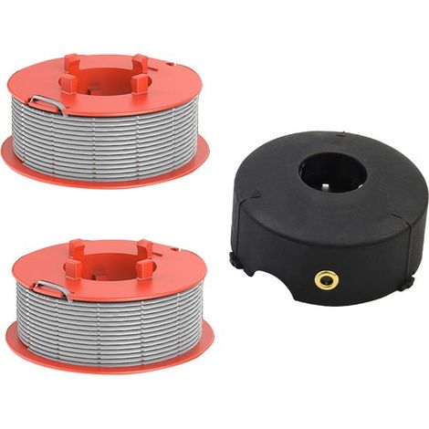 2 bobines + 1 capuchon de bobine - fil de remplacement pour le coupe-bordures, diamètre 0,16 cm - longueur 8 m - adaptées aux bobines Bosch - 3 pièces (1/5)