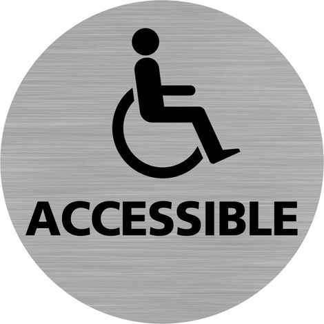 Pictogramme PMR .- Adhésif aspect aluminium brossé - Diamètre 76 mm (1/5)