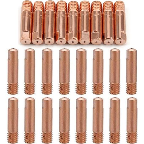 Reboot 40 Stück MB15 15AK Gasdüsen Kontaktdüsen Düsenhalter 0,8/1,0 mm MIG/MAG-Schweißbrenner-Verbrauchsmaterial MIG-Kontaktspitzen MIG-Schweißgerät (20 Stück-0,8 mm, 20 Stück-1,0 mm) (1/4)