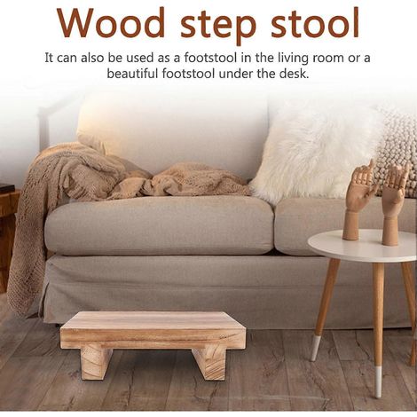 Houten opstapje voor naast het bed, geschikt voor binnen en buiten, draagbaar, met één trede. (1/5)