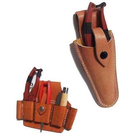 Étui en cuir pour sécateur, sécateur à main en cuir, pince de jardin, porte-ciseaux avec bouton-pression, étui pour sécateur 1 pièce, marron Zinuo Bout-AquaForge (1/2)