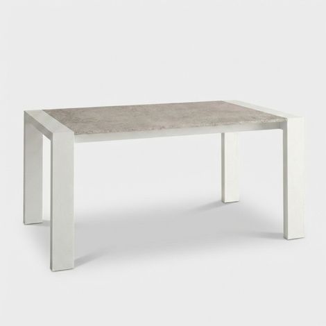 Tavolo allungabile design 12 persone gambe bianche 160/250x90 Pesaro - Grigio chiaro