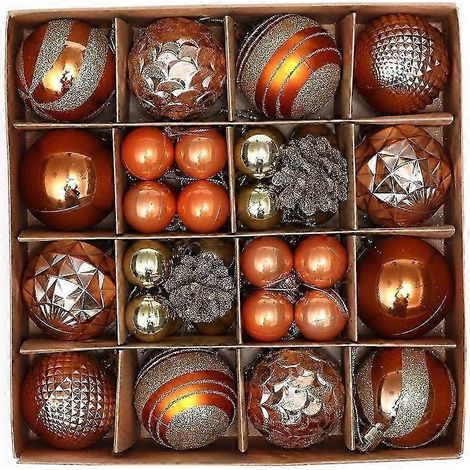42 boules lumineuses dorées pour sapin de Noël, décorations à suspendre pour le Nouvel An 2021. Décorations pour la maison.