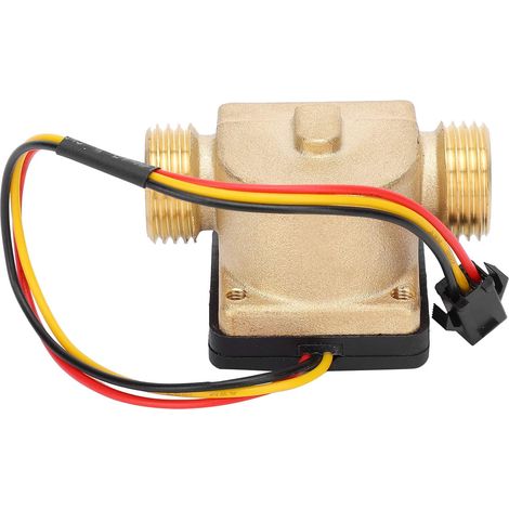 Compteur de Capteur de Débit d'eau Mâle G1/2in, Débitmètre à Effet Hall en Laiton, DéBitmèTre d'eau DC 3‑24V, Résistant Aux Hautes Températures, pour Chauffe-Eau, Machines à Cartes de Crédit (1/5)