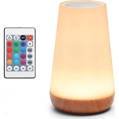 Lampe de Chevet, Veilleuse d'allaitement Nuit, Veilleuse Bébé Tactile avec 13 Couleurs RGB, 2500mAh Rechargeable USB, Lampe de Chevet sans Fil Télécommande pour Chambre Eanfant Salon Camping