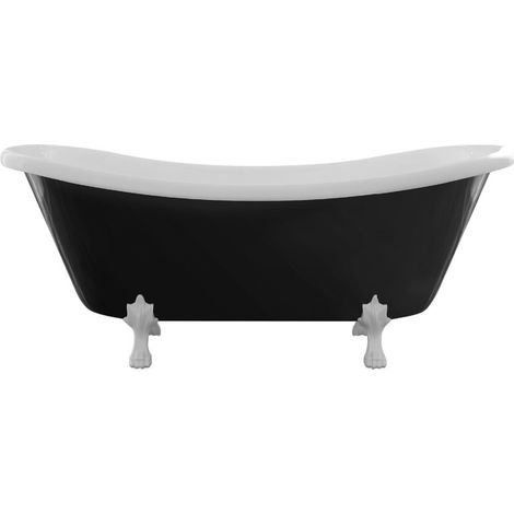 Baignoire îlot noir sur pieds pattes de lion noir AMELIA 190x77 (1/3)