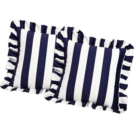 Fodere decorative per cuscini, 2 pezzi - Blu navy e bianco