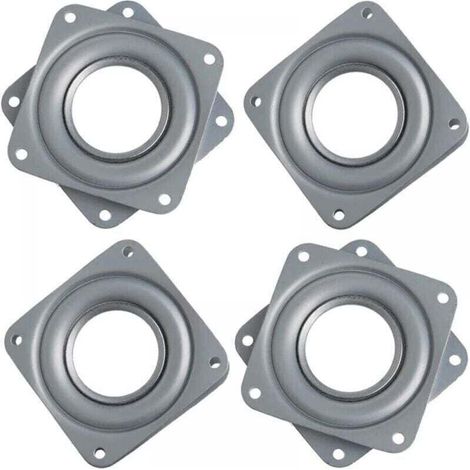 4 Pièces Roulements Rotatifs Carrés, XU, Carré Platine Roulement Rotatif Plaque Pivotante, à pour Table Chaise Télévision Canapé (Argent) - KZQ (1/4)