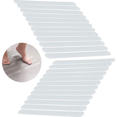 Strisce antiscivolo trasparenti per scale, adesivi per doccia e vasca, 2 x 38 cm, 24 pezzi (1/4)