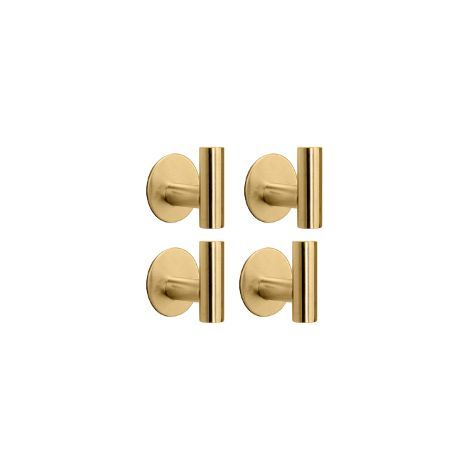 TAISHENGDA Lot de 4 Crochets Muraux Porte-Manteaux en Acier Inoxydable – Base Ronde Dorée, Sans Perçage (1/5)