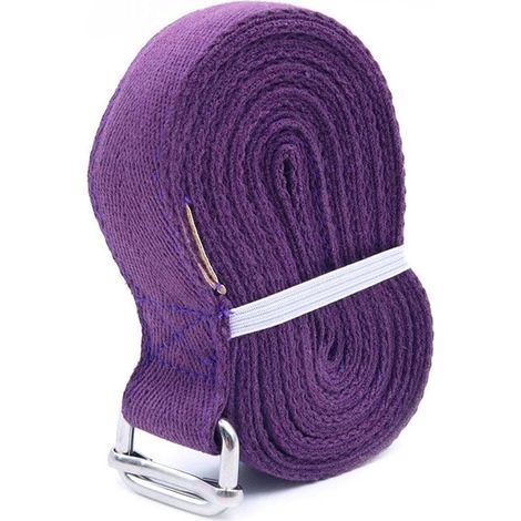 8FT / 244cm Sangle de yoga pour étirer la sangle de ceinture de yoga, bande de yoga, sangle d'étirement de yoga avec boucle réglable en D - violet (1/5)