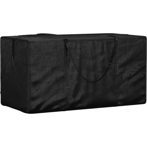 Sac de rangement pour coussins de jardin, polyéthylène noir, 150x75x75 cm (1/5)