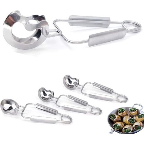 4Pièces en Acier Inoxydable Escargot Escargot Pinces Fourchettes Escargot Clips Cuisine Nourriture Pinces Servant Pince Mini Pinces de Cuisine Nettoyage Facile,pour La Maison Restaurant Hôtel,Durable- (1/4)
