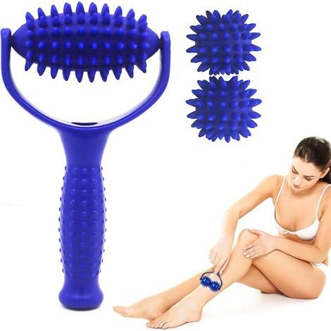 Rouleau anti-cellulite ING - Avec poignée et 3 balles de massage - Massage des tissus conjonctifs - Rouleau anti-cellulite-AquaForge (1/5)