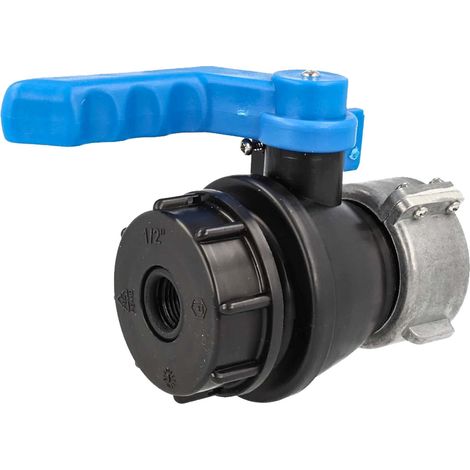 tecuro IBC Adapter Kugelventil mit Adapter auf 1/2 Zoll Innengewinde, beidseitig Grobgewinde S60 x 6 (1/5)