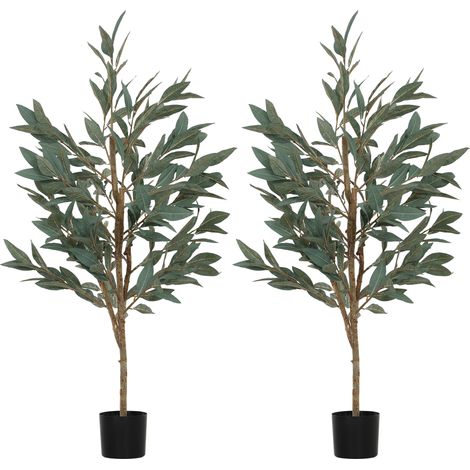 HOMCOM pack de 2 árboles artificiales de laurel 150 cm plantas artificiales decorativas grandes para hogar oficina dormitorio verde (1/5)
