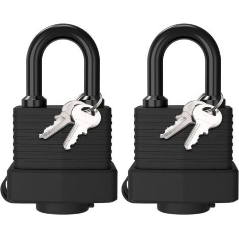 Cadenas étanche, [2 Pièces] Cadenas à Clé avec Protection Thermoplastique, Cadenas Lourd en Acier Laminé Extérieur Résistant aux Intempéries, 4 Clé, pour Casier/Gym/école/Garage/Clôture (1/5)