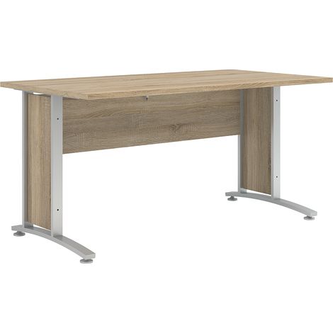 Prisme Schreibtisch D Eiche Dekor und silbergrauer Stahl. (1/4)