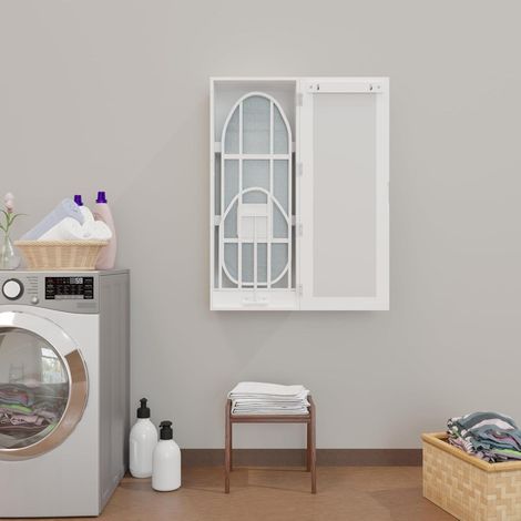 CHICFURN Armadio da parete per stirare 95,5 x 35,5 x 21 cm in MDF bianco con specchio (1/5)