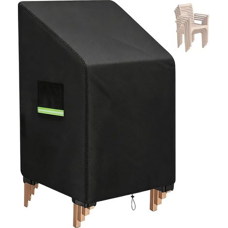 Stackable Chair Cover, Cover for Outdoor Garden Chair, 600D Oxford Weatherproof for Stackable Garden Chairs, Black 76 x 83 x 99 cm (1/5)