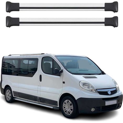 OMAC Barres de toit en aluminium pour Opel Vivaro A 2001-2014 – TÜV / DIN 75302:2014 – Charge max 75 kg – 2 barres Argent (1/4)