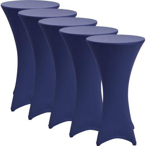 Stretch Housse pour table haute de bistrot, Ø80-85cm, bleu, set de 5 pièces