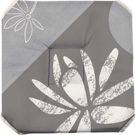 Galette de chaise anti-taches à rabats Lotus ecru (1/3)