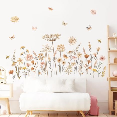 Stickers Muraux Fleur Boho Autocollant Mural Sauvage Pissenlit (1/5)
