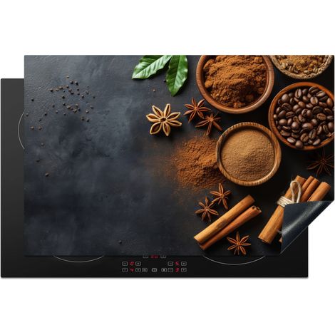 PROTECTION PLAQUE INDUCTION Cannelle - Béton - Café - Bâtons de cannelle - Épices Cuisine Accessoire 80x52 cm (1/5)