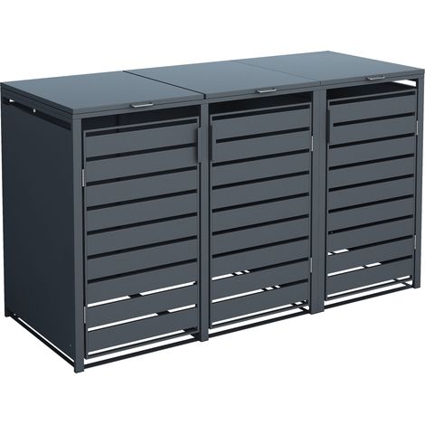 Westmann Mülltonnenbox 3-fach mit Deckel, anthrazit, 200 x 80 x 116 cm (B x T x H) (1/5)