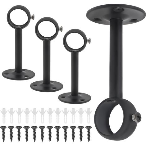 Supports pour tringles à rideaux, 4 pièces Acier inoxydable Robuste Support de tringle à rideau pour plafond pour tringles à rideaux de 32 mm (4, 32MM) (1/5)