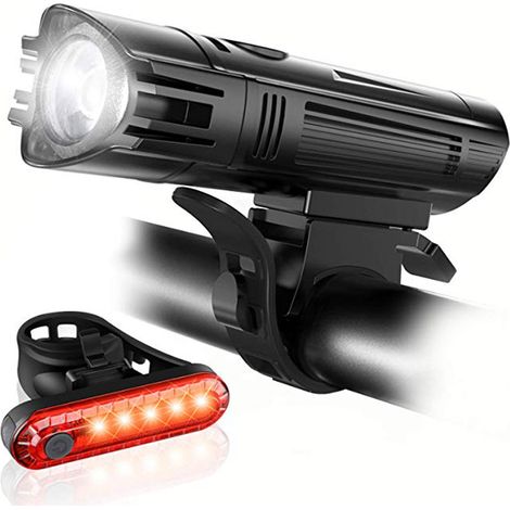 Iluminación para bicicletas, faros delanteros, luces traseras, puertos de carga USB, luces delanteras para ciclismo, potente iluminación para bicicletas de montaña, luces traseras para bicicletas (1/2)