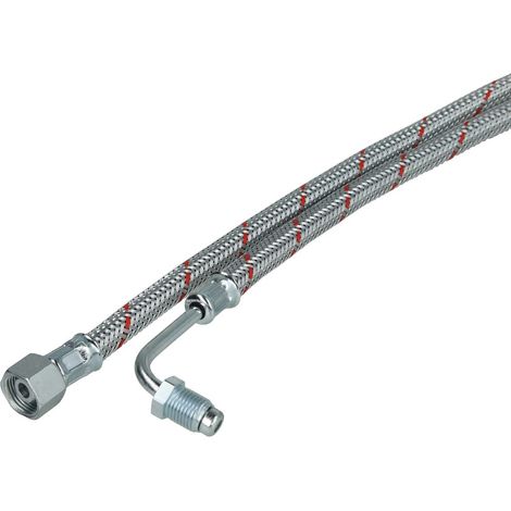 Le Sanitaire – Flexible chauffage central 1/4'' coude 90° – Raccord x écrou à chapeau 3/8'' – Longueur 900 mm – Pression max 10 bar