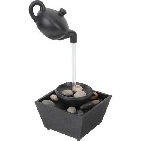 théière suspendue décorative avec fontaine d'eau courante (sans piles)-27x11.5cm-Black (1/2)