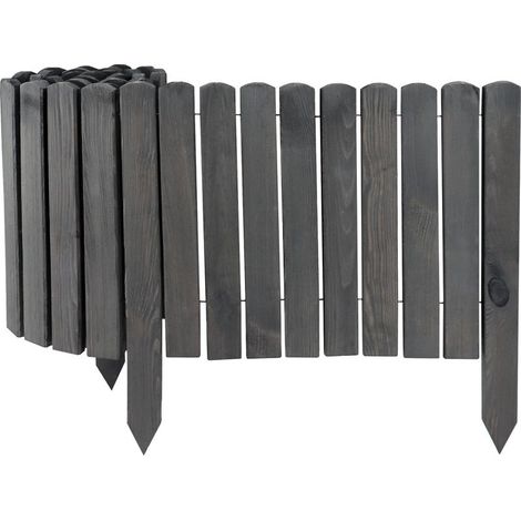 5 x Clôture enroulable en bois gris 20 x 200 cm Bordure pour parterres et pelouses I Bordure flexible pour allées (1/5)