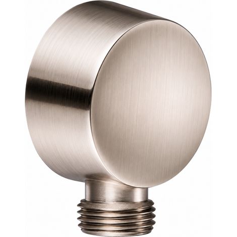 Schläfer 814525 Schläfer Presa Acqua Doccia Tonda Acciaio Spazzolato, Uscita Acqua Parete G 1/2" - Ø 20,86 mm, Raccordo Gomito per Flessibile Doccetta, P. 39,5 mm x Ø 50 mm in Ottone Design Moderno