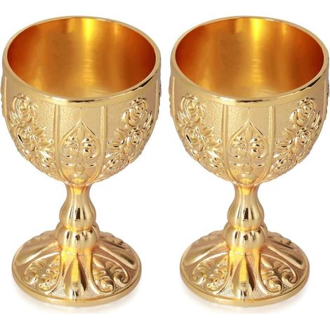 coupes dorées, verres à vin vintage en métal gaufré, verres à craie vintage, verres à vin courts gaufrés faits main, verres à vin (1/5)