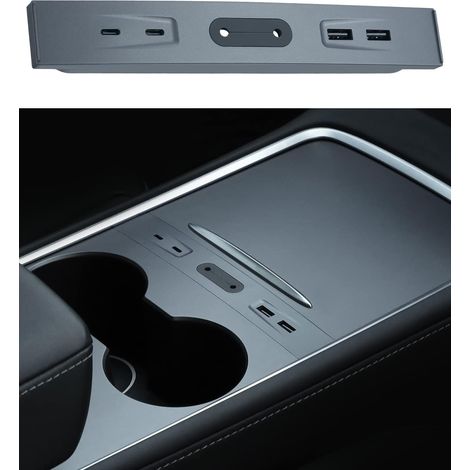 Multiport-Autoladegerät für Tesla Model 3/Y (2021–2023), Mittelkonsolen-USB-Hub-Dockingstation 100 % kompatibel für Tesla Model 3/Y, Tesla-Zubehör für Model 3/Model Y