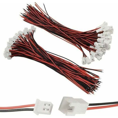 100 pièces (50 paires) connecteur JST XH 2,54 mm, connecteur JST PH male et femelle à 2 broches avec cable de 200 mm, pour bande de lampe LED, batterie de jouet RC compatible avec JST PH (1/5)