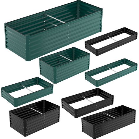 Jopassy Fioriera rialzata 240x90x60 cm Vaso da giardino in metallo zincato con base aperta per la coltivazione di ortaggi, fiori, erbe e piante grasse in giardino, terrazza, patio e balcone Verde (1/5)