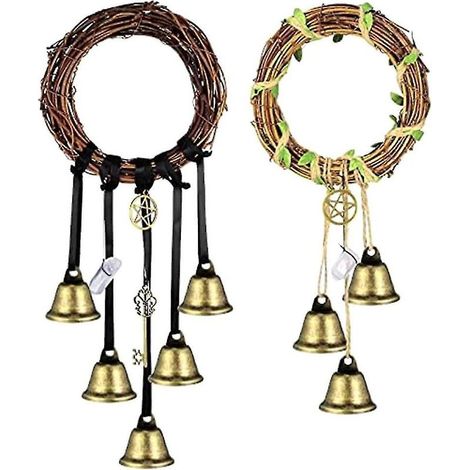 Online Store - Lot de 2 clochettes de sorcière pour poignées de porte, carillons éoliens wiccans faits main. (1/5)