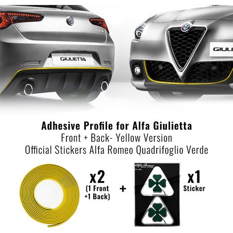 Profilo Adesivo Full + Quadrifoglio Verde per Alfa Giulietta - Colore: GIALLO