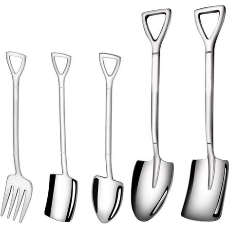 5 mini cucchiai e forchette argentati per casa, feste, cucina, ristorante e bistrot (1/5)
