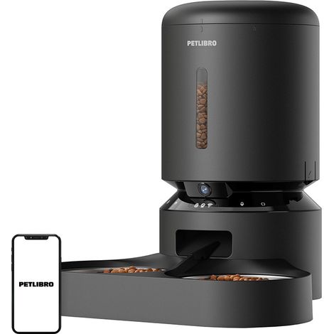 Petlibro Granary Doppelschalen-Steinspender mit Kamera, 5L (Schwarz)