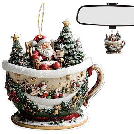 Ornements de Noël Plats en Acrylique Décoration de fête Festive saisonnière Pendentif de Noël 2D en acrylique pour Fenêtre, Manteau de cheminée, Escalier, Chevet, Étagère, Intérieur voiture, Sac (1/5)
