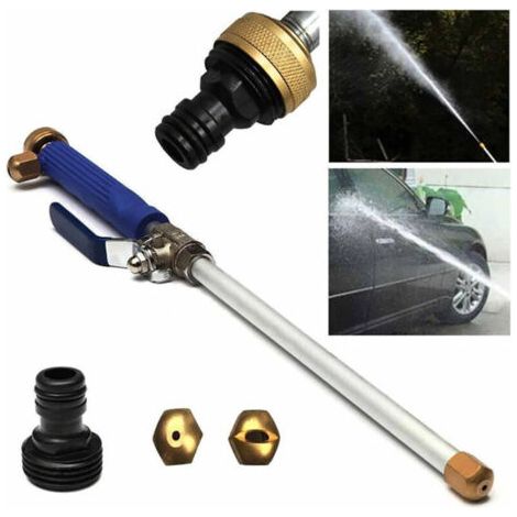 BUNTHAUS Lntyq Buse à Eau Haute Pression Lance à Eau pour Pistolet avec 2 Buses de Nettoyage Buses de pulvérisation Raccord de Tuyau d'arrosage 46.5 cm Douche de Jardin Hydro Jet Power-Bleu (1/5)
