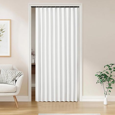 Store de Porte Pliable Anti-Chaleur - rideau,Rideau Plissé pour Porte avec Anneaux - Protection Vie Privée,Anti-moustiques - 140x200cm (1 Unité) (1/5)